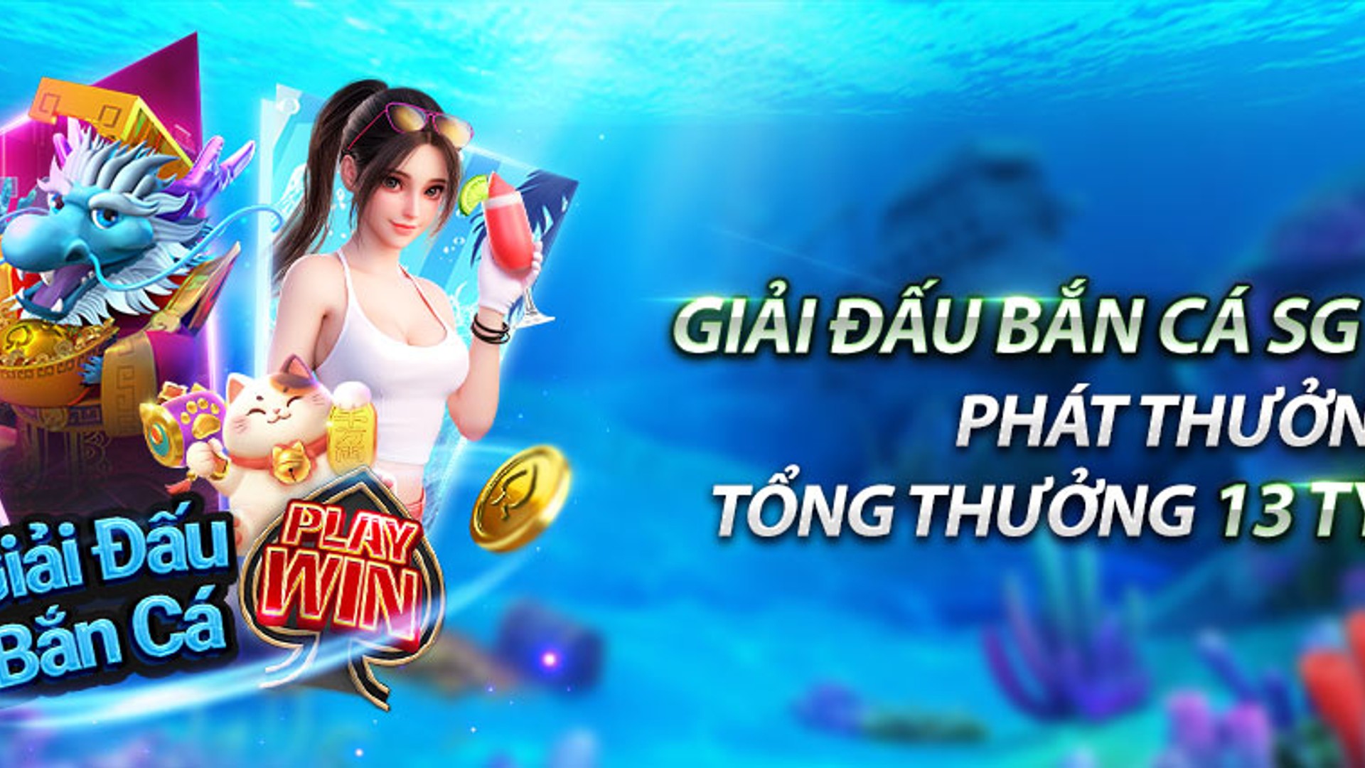 Hình ảnh đại diện game bắn cá JILI với cảnh dưới nước sống động và tiền vàng